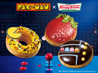 生誕45周年の人気ゲームキャラクター「パックマン」と初コラボ！レトロポップなゲームの世界を味わうドーナツ3種が登場「PAC-MAN × Krispy Kreme Doughnuts」