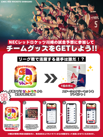 スポーツ予想アプリ「なんドラ」でNECレッドロケッツ川崎の12月28日（土）、29日（日）の活躍選手＆試合展開予想を開催！