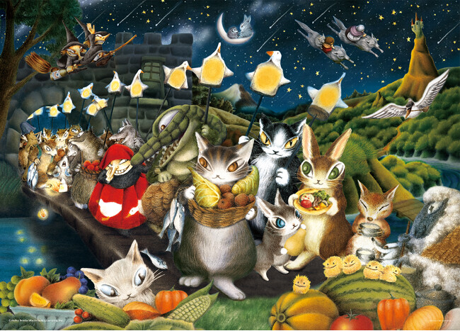 やのまんオリジナルイラスト「アートミクスチャー」シリーズから、わちふぃーるど『カシガリ山の収穫祭』の500ピースジグソーパズルが発売！