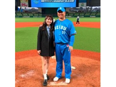 5/5 始球式にタレント細川愛倫さんが初投上！埼玉西武ライオンズ×福岡ソフトバンク戦両チームOBの細川亨...