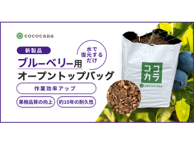 ココカラ、現場の声から生まれたブルーベリー栽培向けの培地一体型オープントップバッグを発売