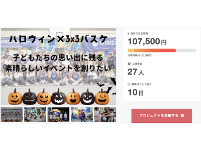 【あと10日】目標まで70％突破！『ハロウィン×3人制バスケ』子どもたちの思い出に残る1日を一緒に創りたい！- 品川CCワイルドキャッツ