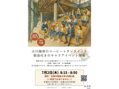 【京都外国語大学×京都商工会議所】大学生の地域定着を目指す初の試み！産学連携「100円朝食（あさ活）プロジェクト」を7月2日に開催