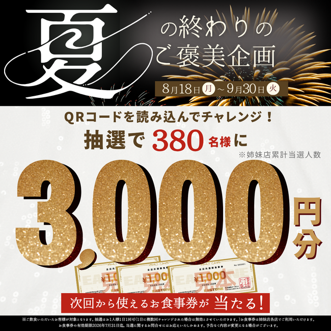 プレスリリース「【夏のご褒美キャンペーン！】抽選で合計380名様に3,000円分の食事券が当たるLINE限定イベントを8月18日（月）から北海道イタリアンミア・ボッカ、いただきコッコちゃん他、38店舗で開催！」のイメージ画像