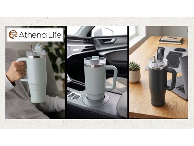 ドライブ中でも、デスクでも、お好みの温度を長時間キープ。「ハンドル付きストロータンブラー」で喉を潤し、効率的な熱中症対策を。