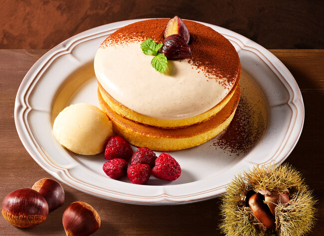 秋の味覚“栗”を店内で手作りの“とろ～りなめらか”マロンクリームで味わう　季節限定「ふんわり濃厚マロンホットケーキ～フランス製マロンクリーム～」『珈琲館』と『珈琲館 蔵』にて、9月25日より新発売！