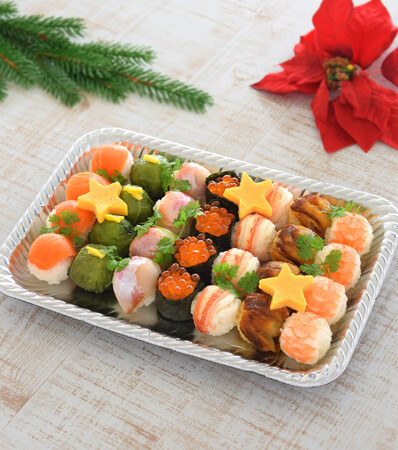 【古市庵】クリスマスにぴったり!彩り華やか「クリスマスてまり寿司」3アイテムが登場!