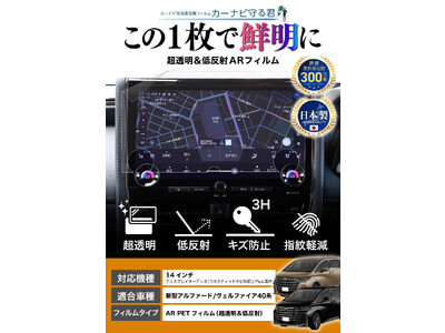 新型 アルファード / ヴェルファイア 40系の14インチカーナビ画面を傷や指紋から守る便利グッズ「カーナビ守る君 保護フィルム」内装カスタムにおすすめのアクセサリー。納車前の準備に