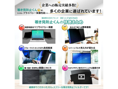 【法人採用実績多数】覗き見防止くん 汎用 両面テープタイプ登場！DELL、HP、ThinkPad、dynabook、VAIO、LIFEBOOK、レッツノート等のノートパソコンにおすすめのフィルター