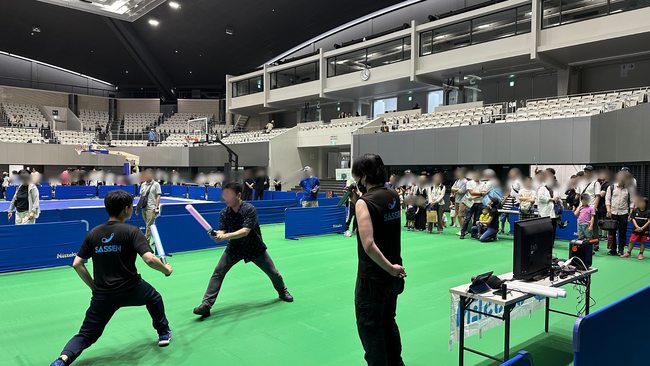 駒沢体育館リニューアル記念イベントにてサイバーチャンバラSASSEN(サッセン)体験ブースを出展!1日で300名超が体験、車椅子の方も参加可能なデジタルチャンバラに歓声!