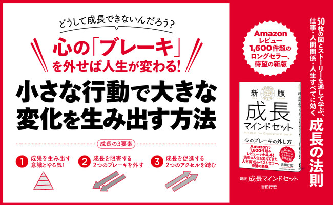 悩みを減らし、成長を加速させる！ 『新版 成長マインドセット 心のブレーキの外し方』9月19日発売