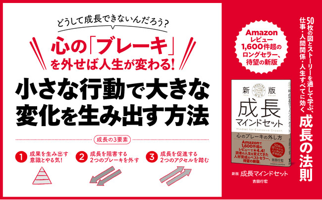 悩みを減らし、成長を加速させる！ 『新版 成長マインドセット 心のブレーキの外し方』9月19日発売