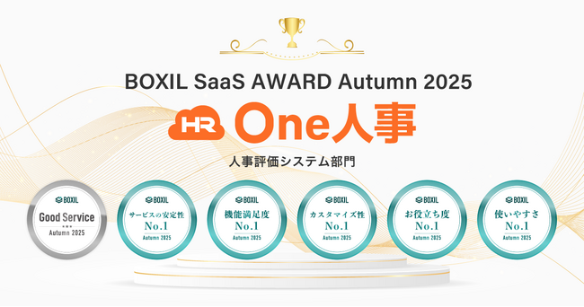 One人事、「BOXIL SaaS AWARD Autumn 2025」人事評価システム部門にて「Good Service」と5つのNo.1に選出