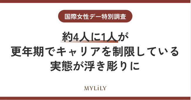 【国際女性デー】約4人に1人が更年期にキャリアを制限している実態が浮き彫りに。職場の理解不足と更年期症状は「病気ではない」という思い込みが、専門医療へのアクセスに大きく影響