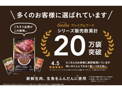 多くのお客様に選ばれて早くも累計販売数20万袋突破！カインズのプレミアムドッグフード「スマイリア ぜいたく素材ごはん」感謝を込めてポイントプレゼントキャンペーンを開催
