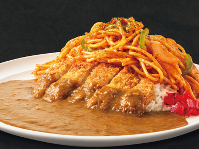 カツカレーの上にナポリタン！？2人前の大ボリューム「禁断！夢のカツナポ」カレーハウス リオ高田馬場店限定...