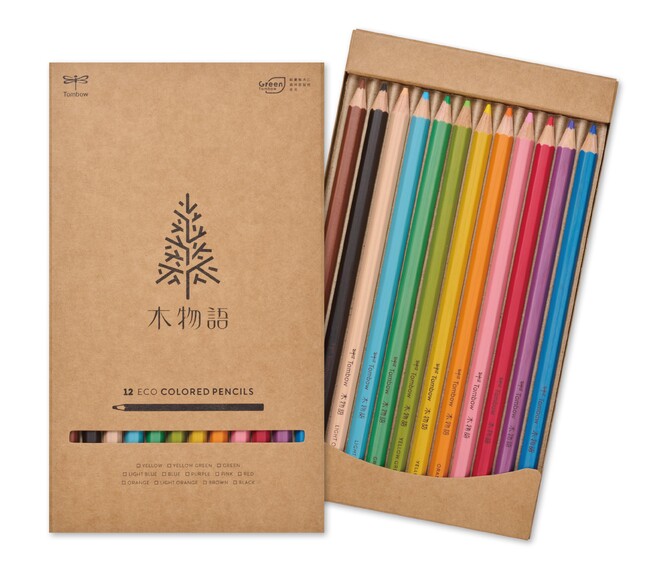ひと塗りで、濃くてなめらかな色鉛筆「色鉛筆 木物語12色」 一新