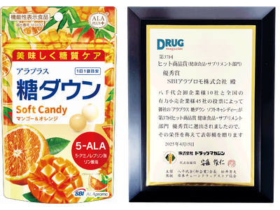 「アラプラス 糖ダウン ソフトキャンディー」が優秀賞を受賞