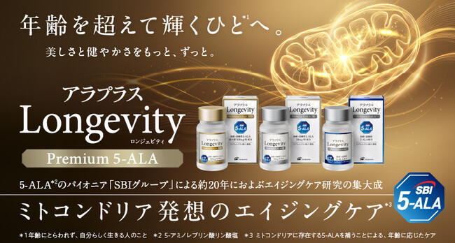 SBI 5-ALAを贅沢に配合したエイジングケアサプリメント「アラプラス Longevity（ロンジェビティ）プレミアム5-ALA」を発売