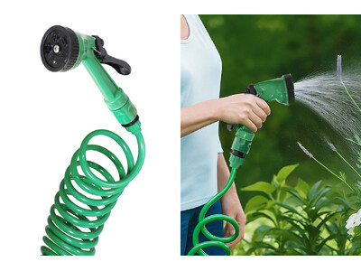 洗車やガーデニングで面倒な「ホースの収納」が巻き取り不要の「スプリング状ホース」で大解決！