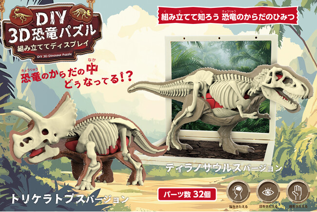骨はもちろん臓器パーツも！？ド迫力の「ティラノサウルス」を組み立てる「3D恐竜立体パズル」が6月新発売