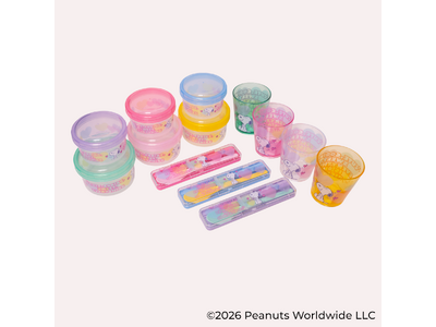 【PEANUTS】透明感とハートが彩る新デザイン「クリアハート」ランチグッズがスケーターから登場！