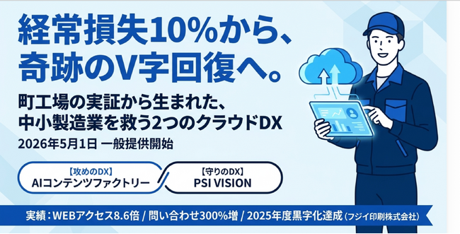 【製造業DX】経常損失10%からV字回復した町工場、自動コンテンツ生成システム『AIコンテンツファクトリー』と中小製造業向けクラウドERP『PSI VISION』を5/1提供開始
