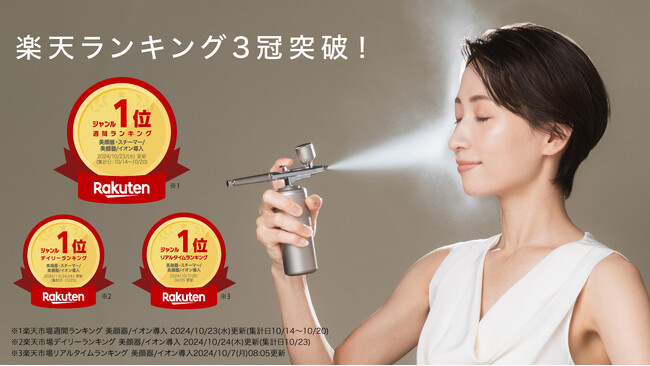 【楽天市場ランキング3冠突破*】話題のエアブラシミスト『LINKA クリスタルミスト』が5週連続ランキング1位*、デイリーランキング多数獲得、化粧品シリーズも人気