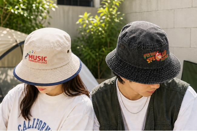 夏のアウトドアに！オリジナルプリント.jp、刺繍対応の新作バケハ2種を発売