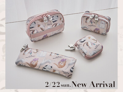 【銀座かねまつ】2/22（日）「猫の日」に発売。表情豊かな猫が愛らしいオリジナルポーチが新登場。