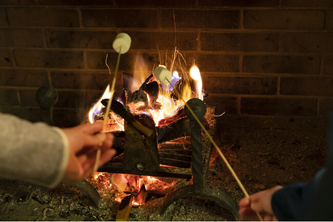 奥日光の冬　ホテルの暖炉で特別な夜のひとときを…　休暇村日光湯元では、…
