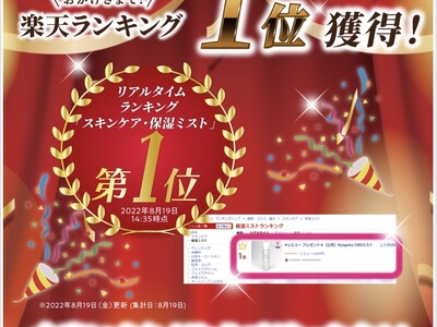 株式会社kyogokuが展開する美容ブランド「KYOGOKU PROFESSIONAL」でも人気の「KYOGOKU CBDミスト」が楽天ランキングの「保湿ミストランキング」で１位をいただきました！