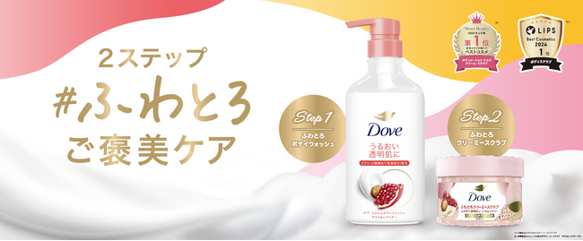 ベストコスメ受賞2冠※¹※²＆累計販売個数610万個突破※³のダヴふわとろクリーミースクラブとの”2ステップご褒美ケア”でうるおい透明肌へ導くボディウォッシュ　「ダヴ　ふわとろボディウォッシュ」