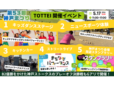 5/17（日）は第53回神戸まつり！シン会場・TOTTEIはイベント三昧TOTTEI PARKではダンス...