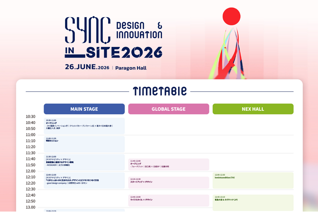 プレスリリース「アジア最大級のデザイン×イノベーションの祭典「SYNC 2026」全タイムテーブルを公開！」のイメージ画像