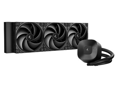 静音動作を重視して設計されたオールブラックデザインの水冷一体型CPU