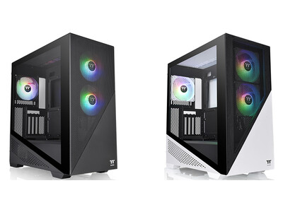 印象的なデザインのサイドパネルを搭載する、Thermaltake社製ミドルタワー型PCケース「Divider 370 TG ARGB」シリーズを発表