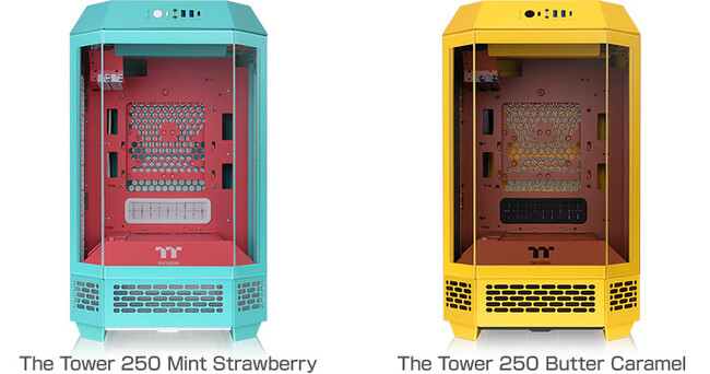 Thermaltake社製ミニタワー型PCケース「The Tower 250」シリーズに、Mint StrawberryとButter Caramelモデルの追加を発表