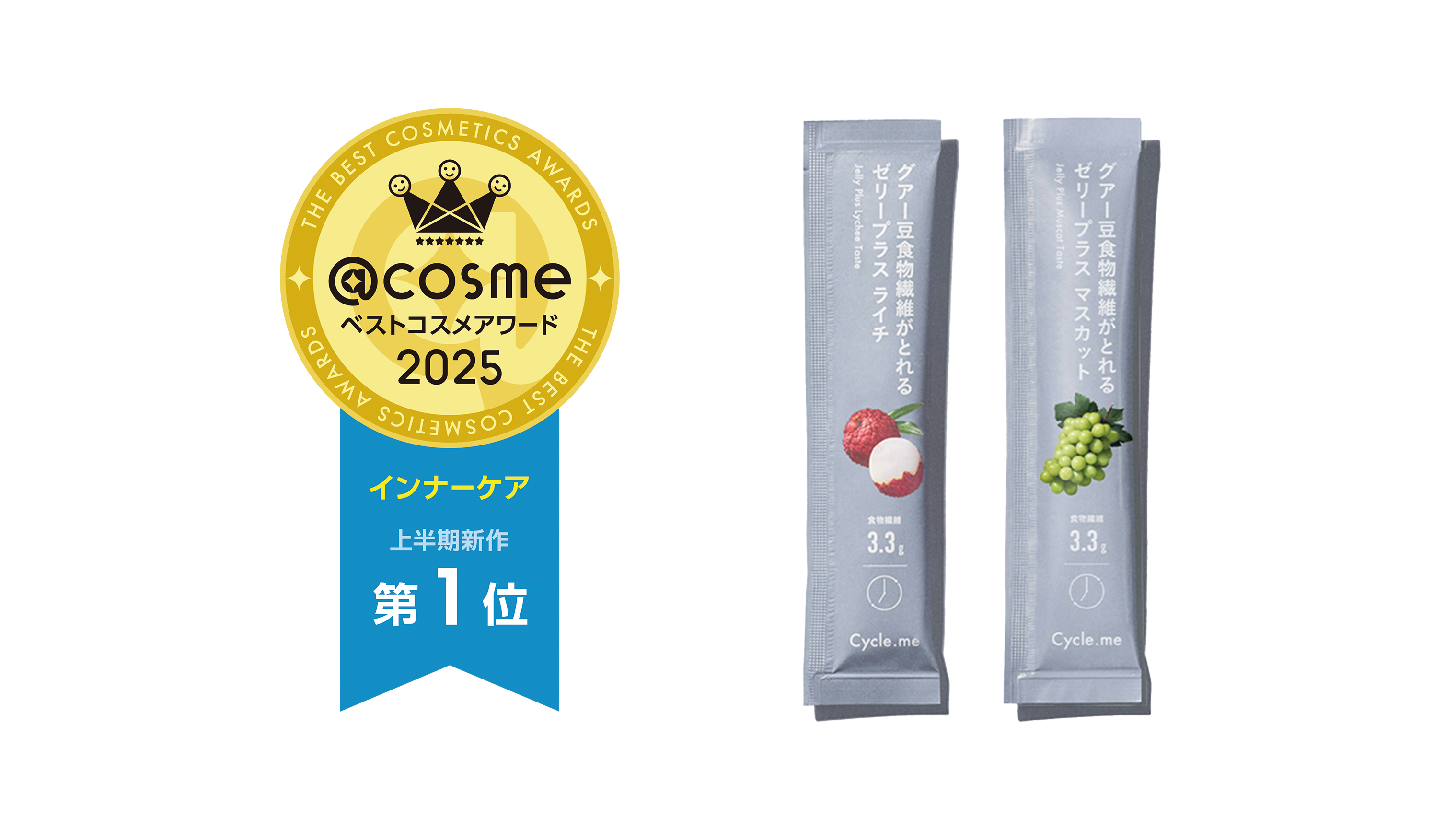 【ベストインナーケア第1位！】上半期新作ベストコスメアワード2025にて、Cycle.me 食物繊維がとれるゼリープラスが受賞