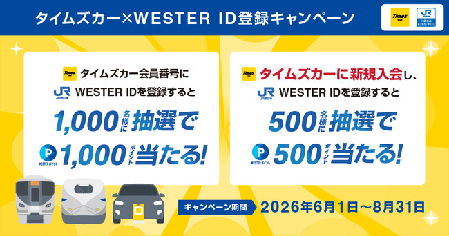 タイムズカー×JR西日本グループ　6月1日より「タイムズカー×WESTER ID登録キャンペーン」開始