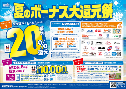 ６月１日より「ウエルシアグループ夏のボーナス大還元祭」を開始！