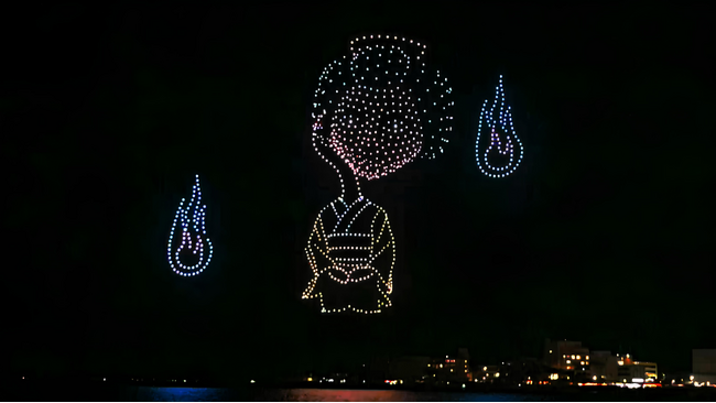 レッドクリフ、1,000機のドローンで宍道湖の夜空に小泉八雲『怪談』の世界を出現させる