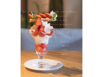 トップに丸ごと“いちごパイ”　静岡県産いちごを重ねた季節限定パフェを発売【駿府の工房 匠宿】