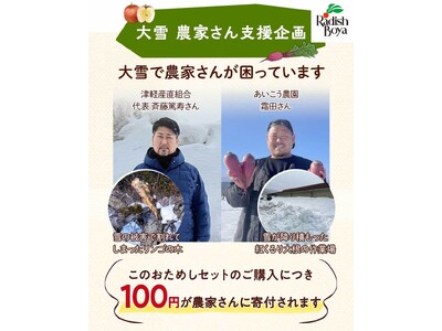 【らでぃっしゅぼーや】雪害に遭う青森・長野の青果を“食べて支援”　りんご・紅くるり大根入り「ふぞろい食材おためしセット」を販売へ（2/16～）