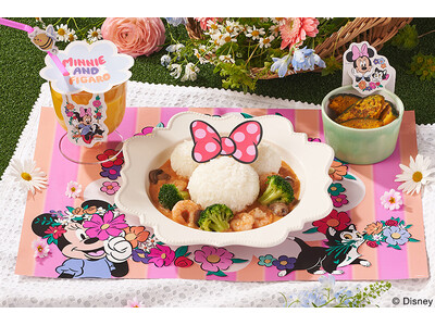 お花畑で遊ぶ＜ミニ―マウス＞と＜フィガロ＞が食卓を楽しく、華やかに彩る　Kit Oisix「＜ミニーマウス＞花畑えびカレー」販売（4/30～）
