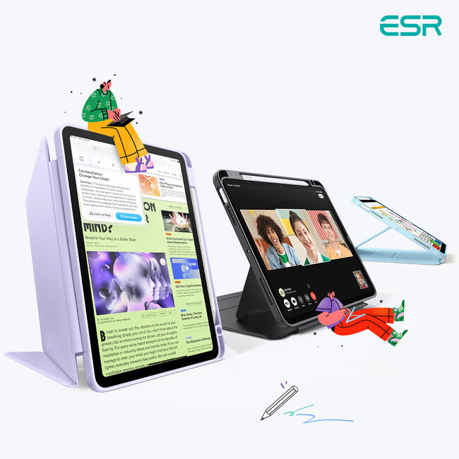 ESR、膝上でも安定感抜群！マグネット式スタンド付きiPad Air M3 / iPad A16 対応ケース発売