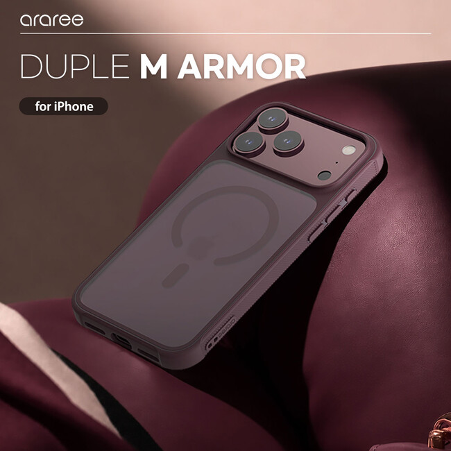 araree�A�����ƃ^�t���𗼗��BiPhone 18 Pro / 18 Pro Max �p �ϏՌ�MagSafe�Ή��P�[�X�uDUPLE M ARMOR�v����