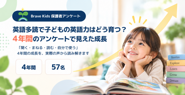 英語多読を続けた子どもたちに見られた変化を調査【オンライン英語スクール Brave Kids 4年間の保護者アンケートより】
