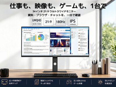 【新発売】INNOCN、34インチフラットIPSウルトラワイドモニター「34C1R」を発売 。