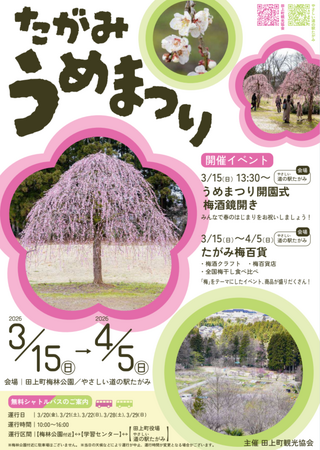 梅が春を告げる「たがみうめまつり」開催！3/15(日)～4/5(日)